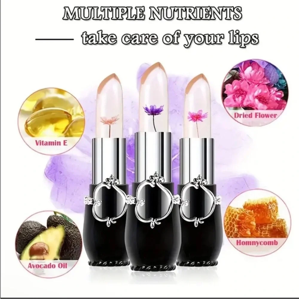 6 Floral Jelly Lipstick Set - Black Case